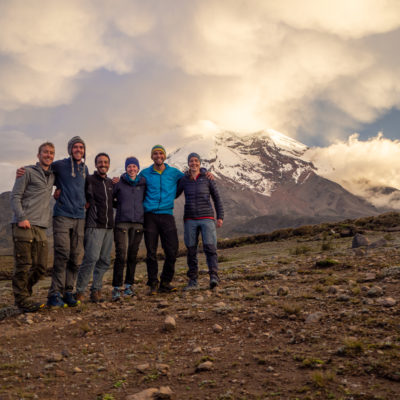 The team below Chimborazo volcano after the last day of fieldwork in Ecuador (Vincent de Staercke)